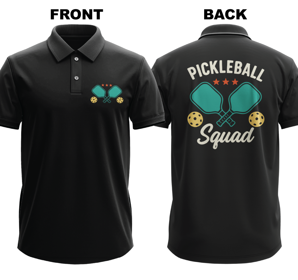 Drifit Polo Shirt: Pickleball Squad (Front & Back)