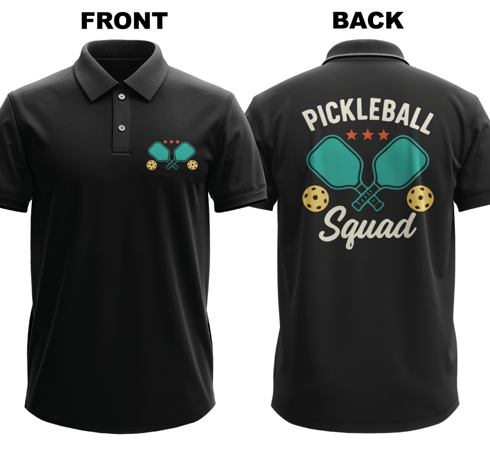 Drifit Polo Shirt: Pickleball Squad (Front & Back)