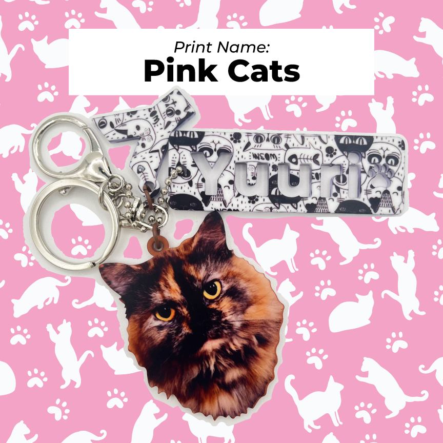 Acrylic Pet Bag Charm: Cat Name Set