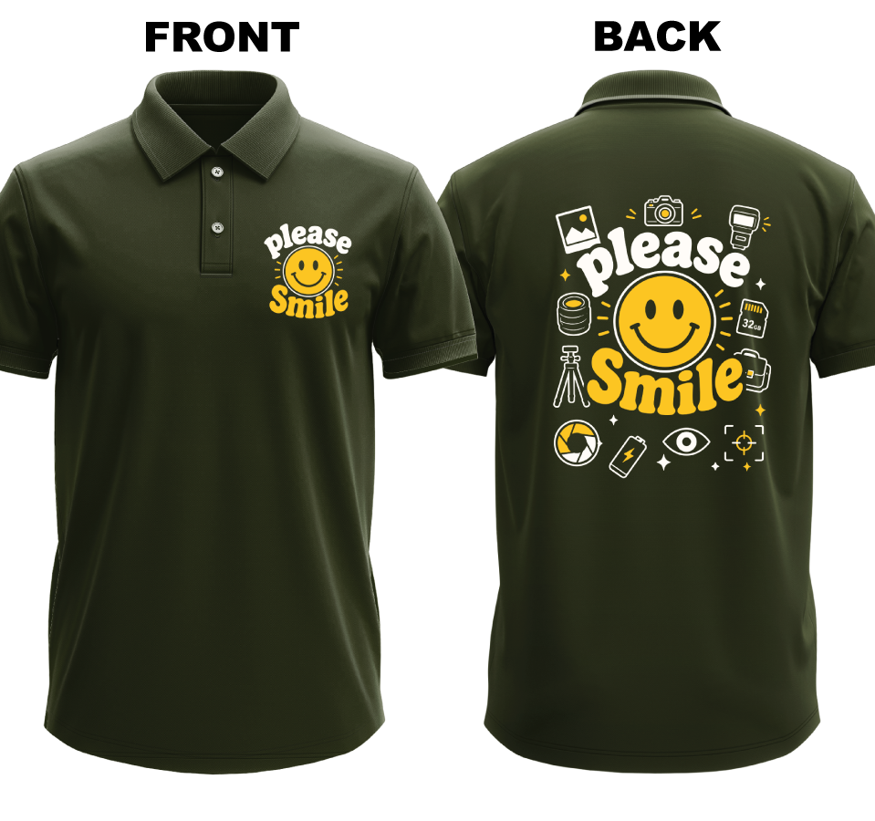 Drifit Polo Shirt: Please Smile (Front & Back)
