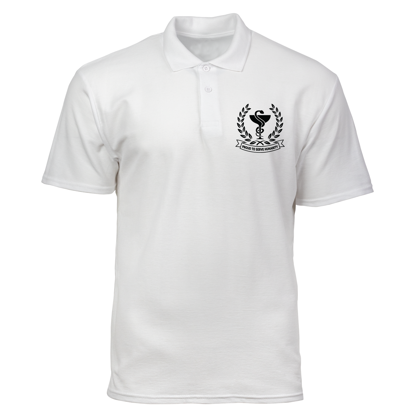 Cotton Polo Shirt: Proud To Serve Humanity Pocket