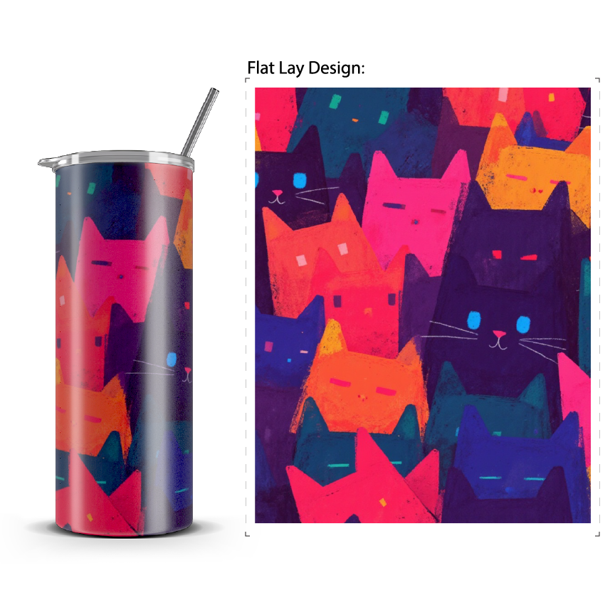 20oz. Slim Tumbler: Rainbow Cat