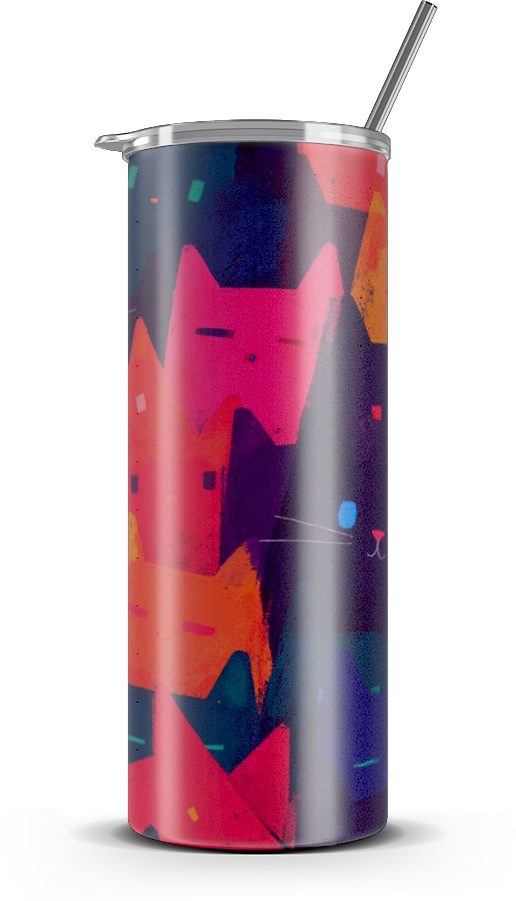 20oz. Slim Tumbler: Rainbow Cat