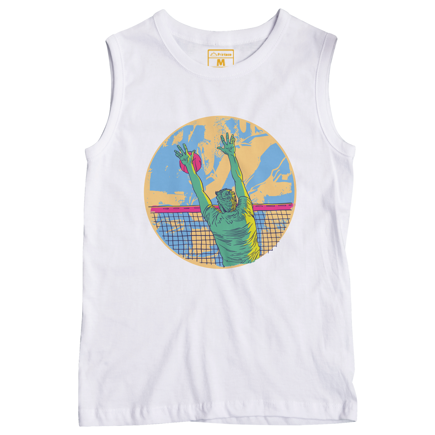 Sleeveless Drifit Shirt: Sunset Volleyball