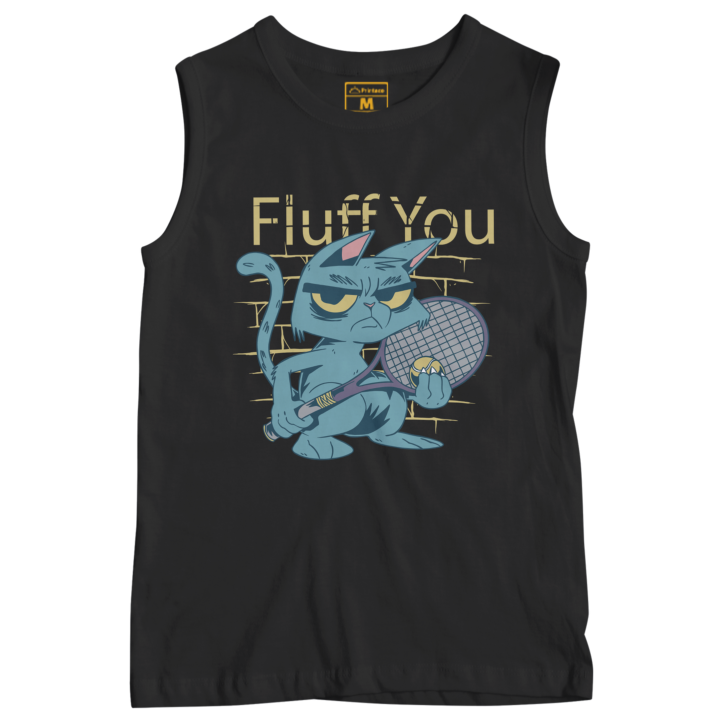 Sleeveless Drifit Shirt: Tennis Angry Cat