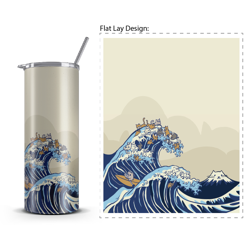 20oz. Slim Tumbler: The Cat Wave