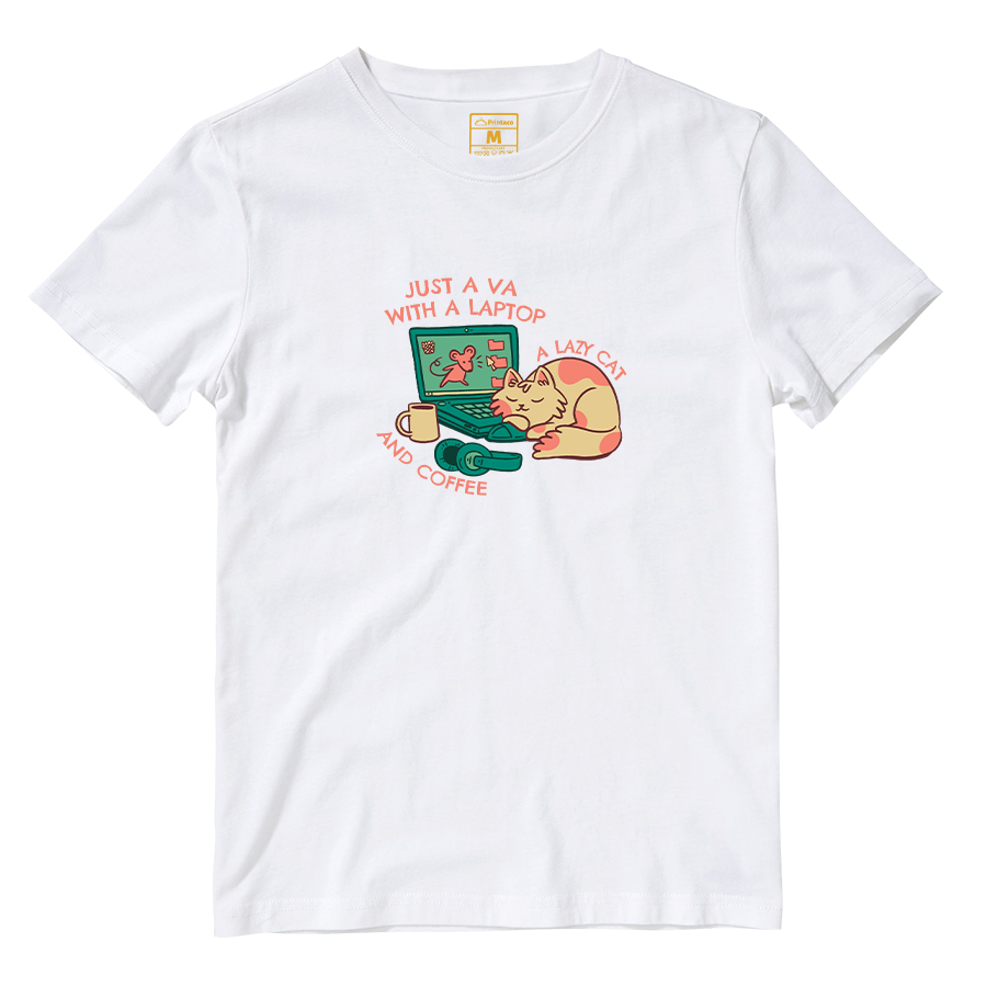 Cotton Shirt: VA Cat and Coffee