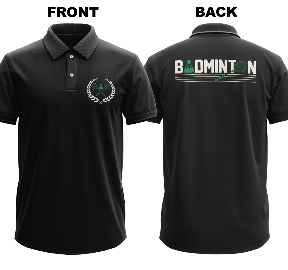 Drifit Polo Shirt: Vintage Badminton (Front & Back)
