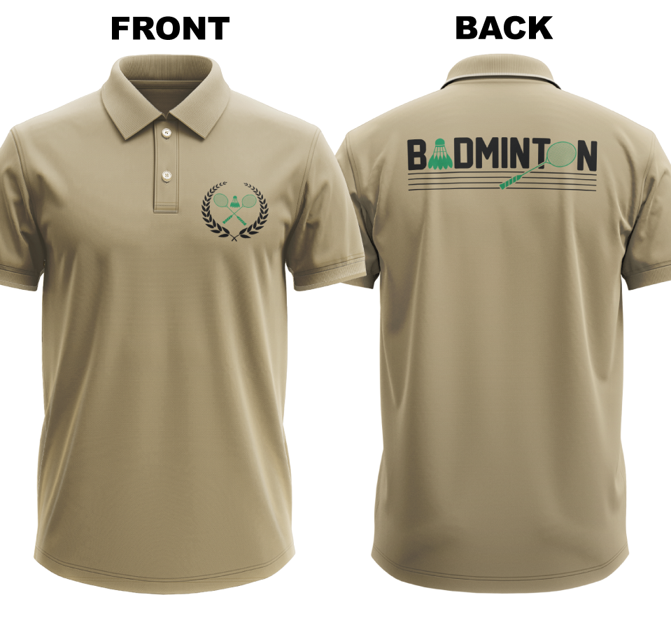 Drifit Polo Shirt: Vintage Badminton (Front & Back)