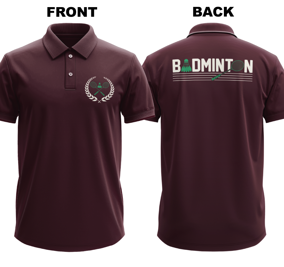 Drifit Polo Shirt: Vintage Badminton (Front & Back)