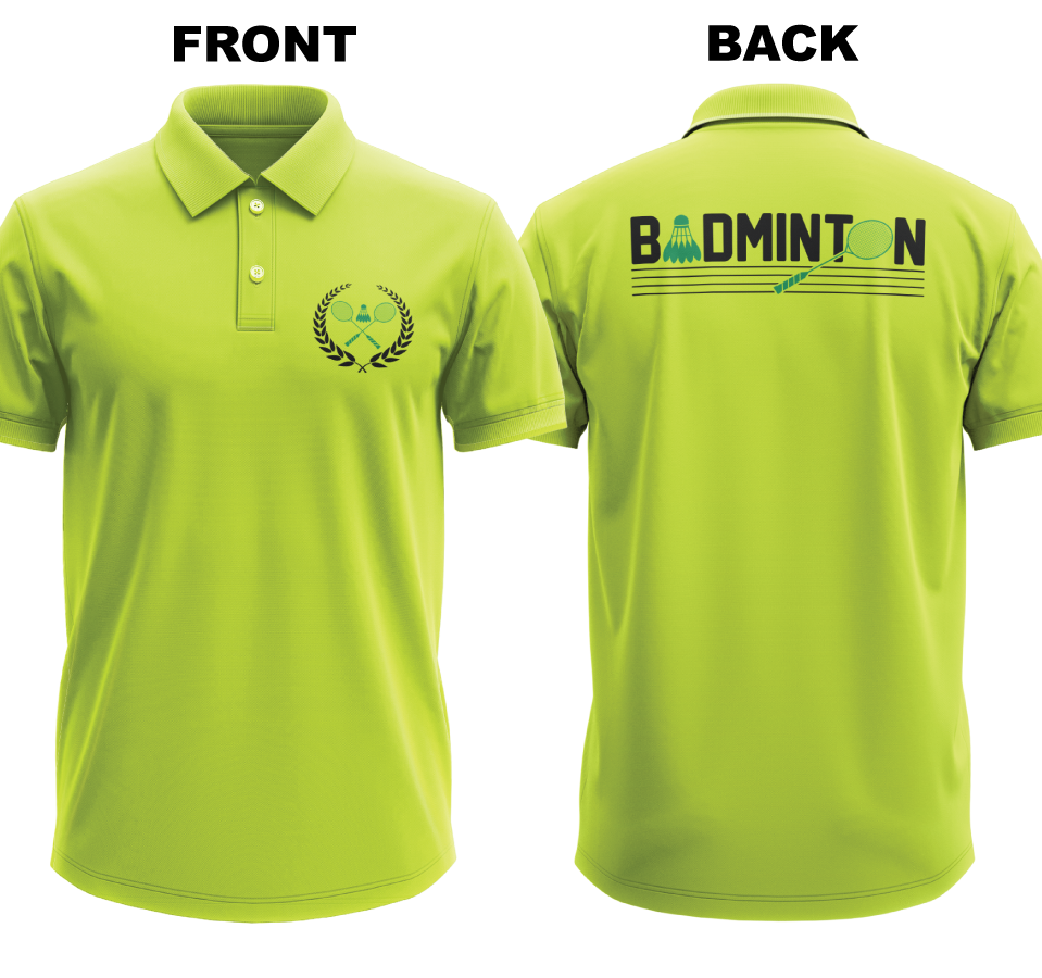 Drifit Polo Shirt: Vintage Badminton (Front & Back)
