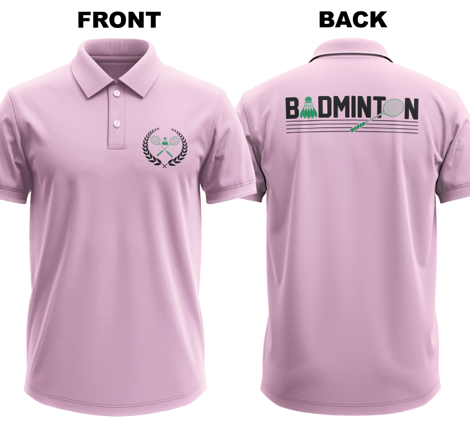 Drifit Polo Shirt: Vintage Badminton (Front & Back)