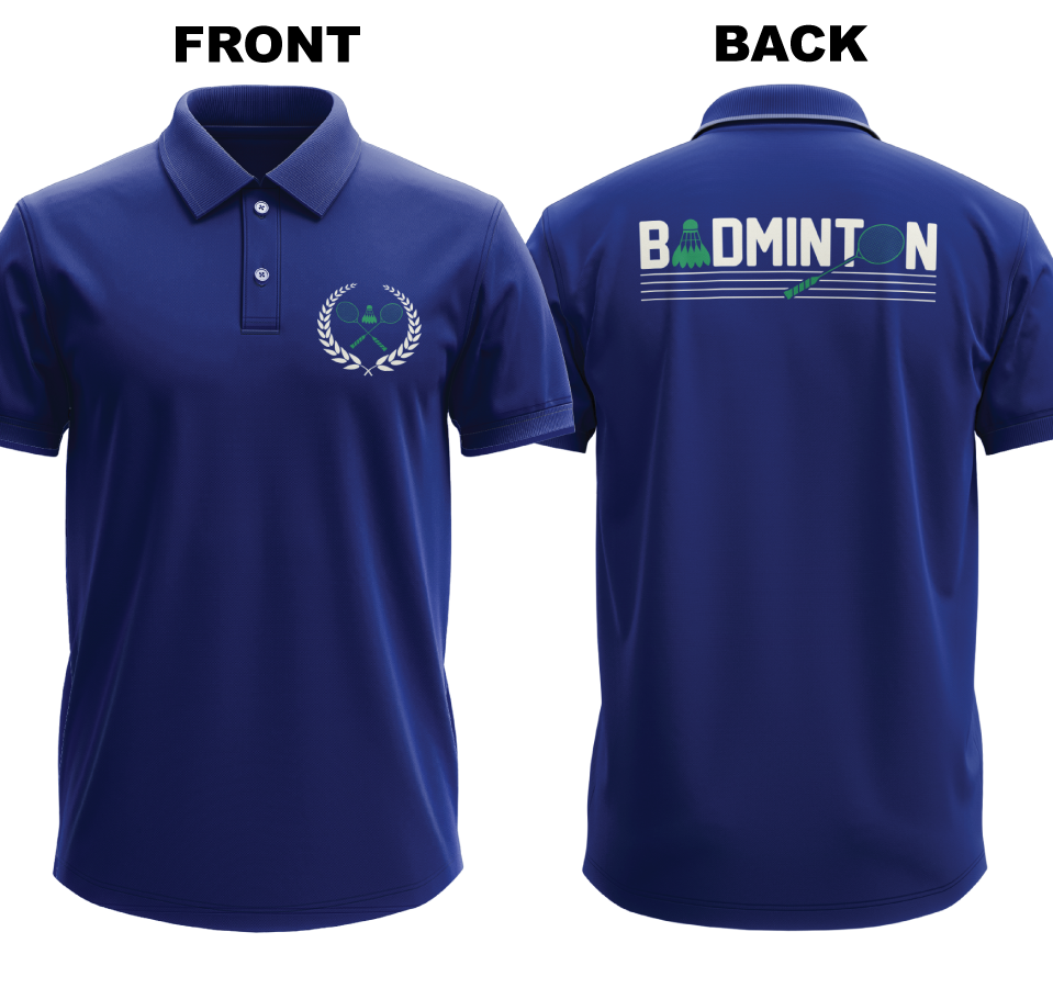 Drifit Polo Shirt: Vintage Badminton (Front & Back)