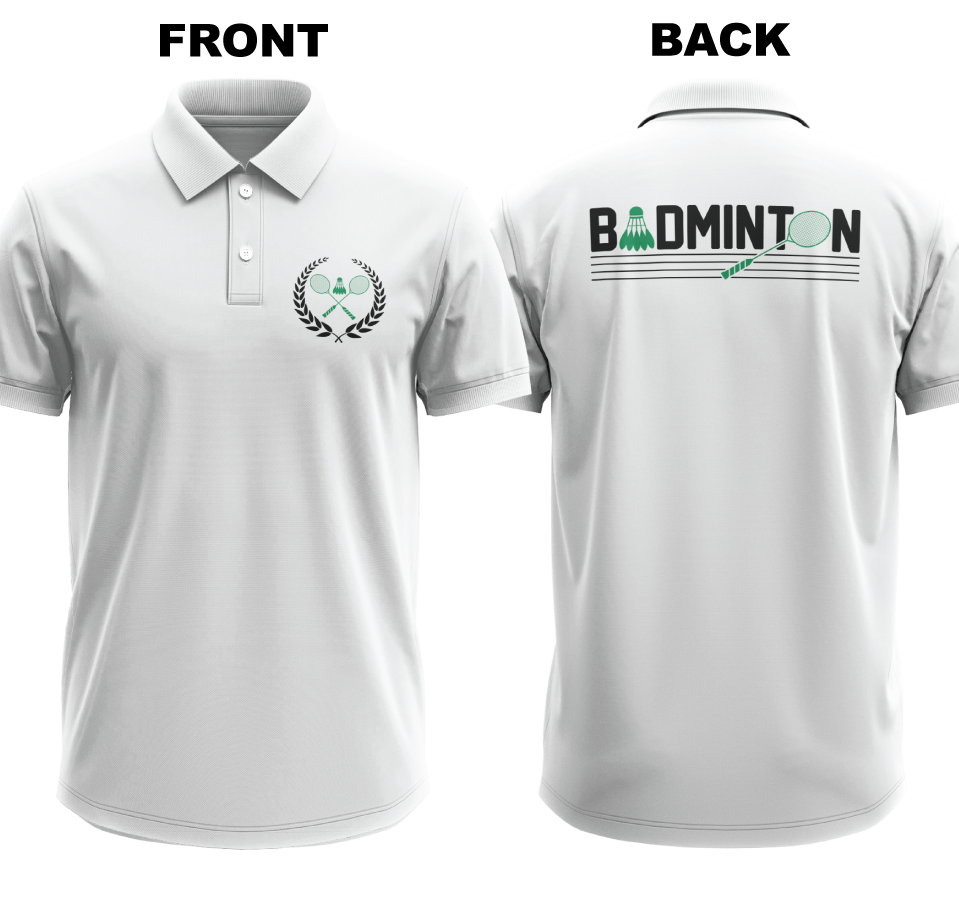 Drifit Polo Shirt: Vintage Badminton (Front & Back)