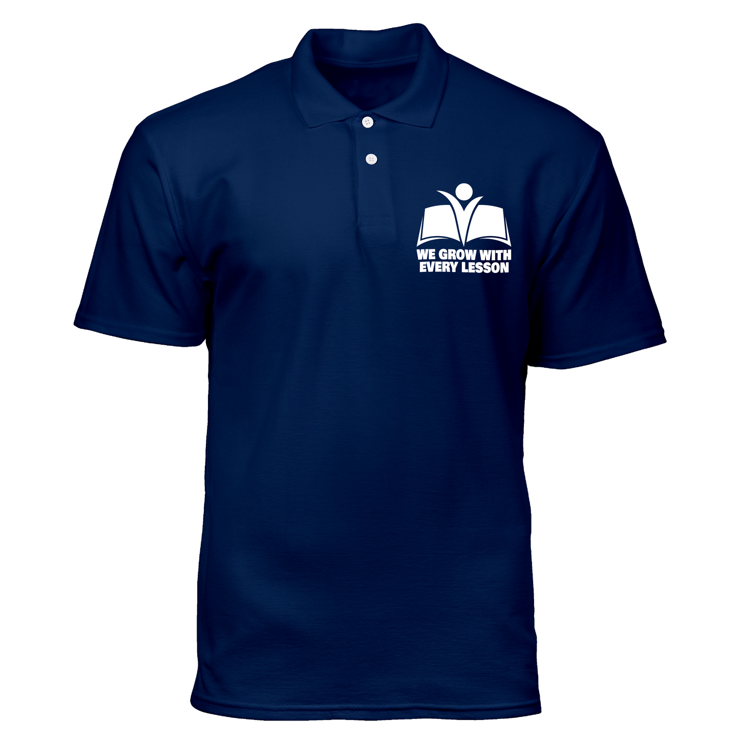 Cotton Polo Shirt: We Grow with Every Lesson Pocket