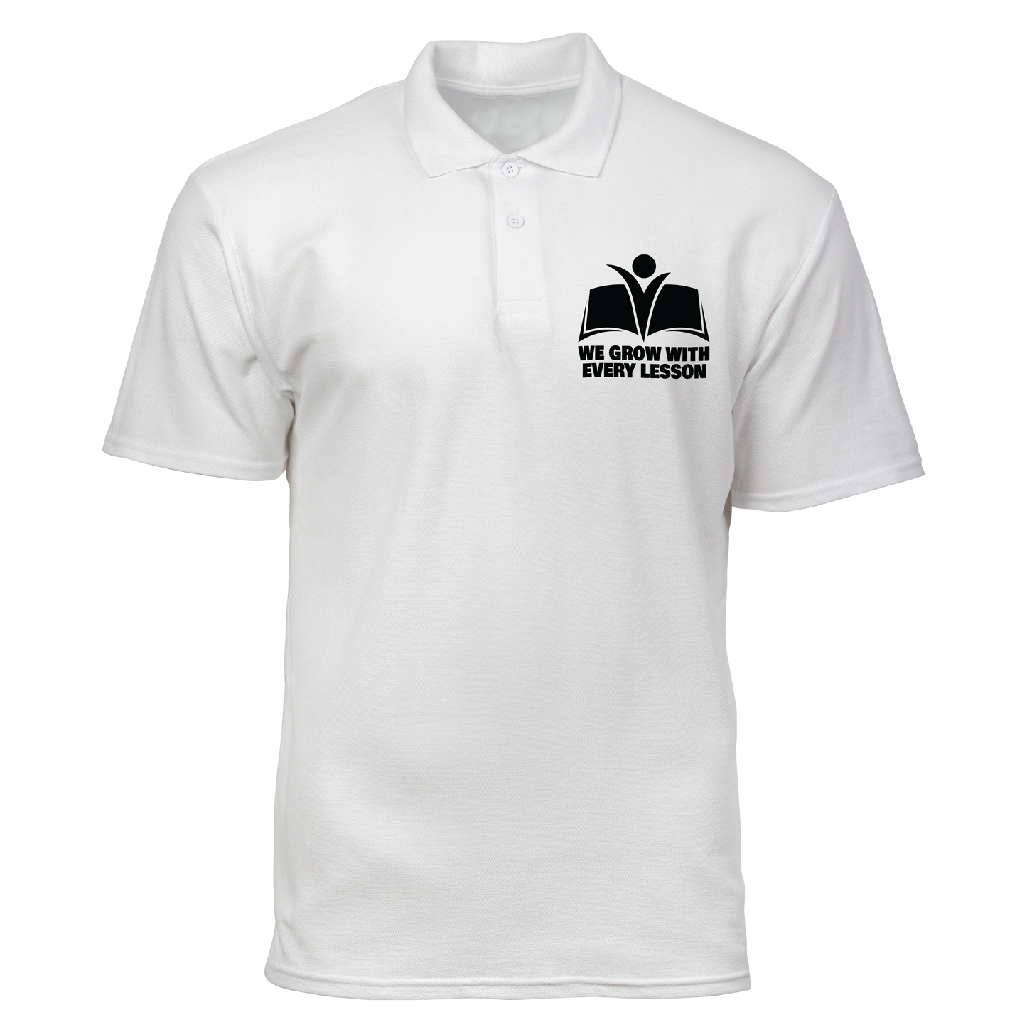 Cotton Polo Shirt: We Grow with Every Lesson Pocket