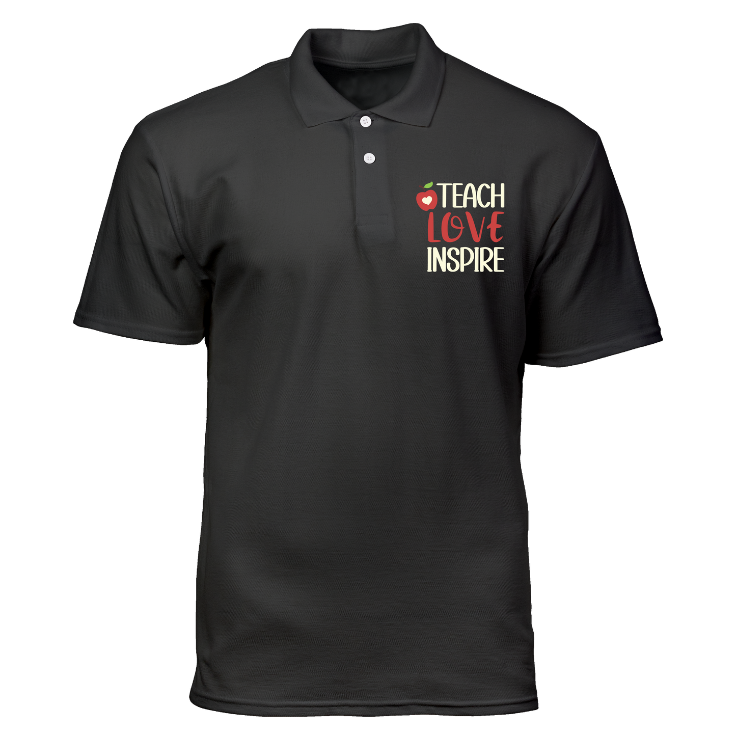 Cotton Polo Shirt: Teach Love Inspire Pocket