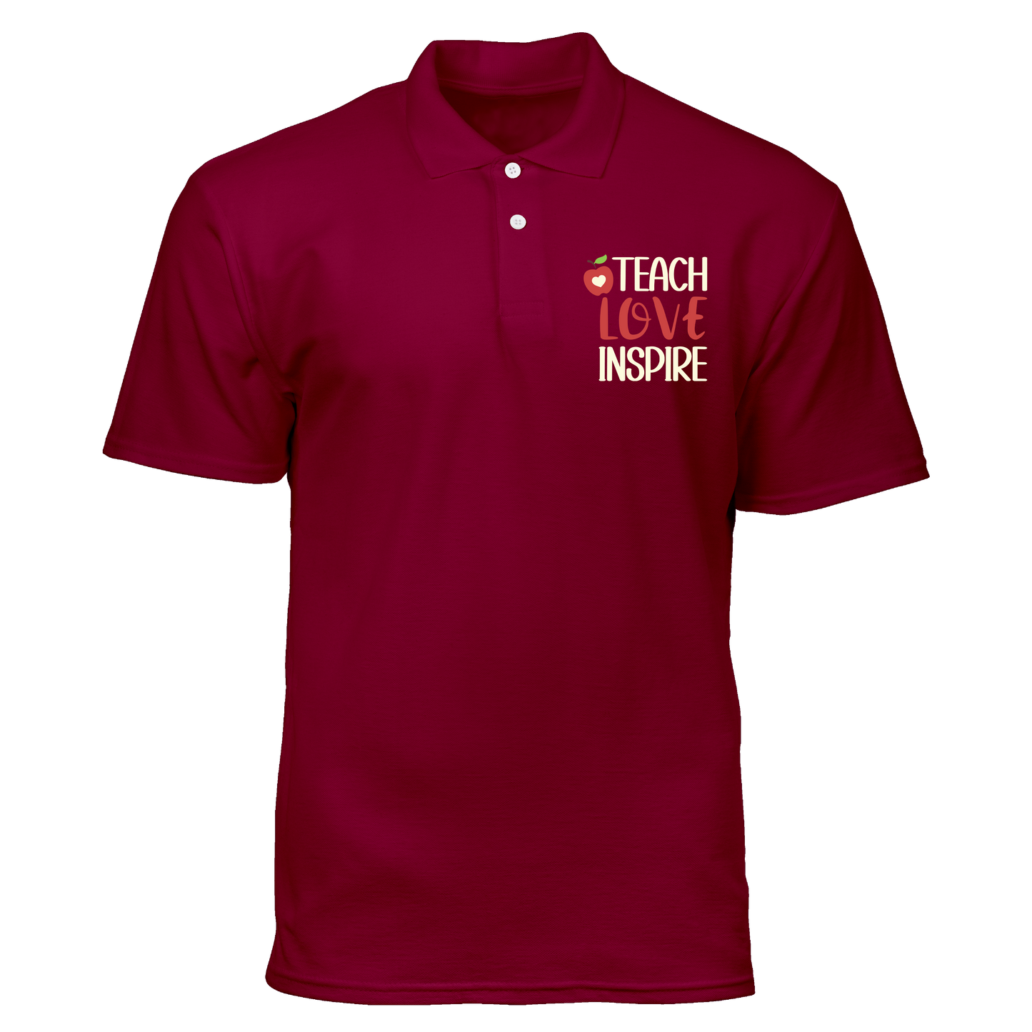 Cotton Polo Shirt: Teach Love Inspire Pocket