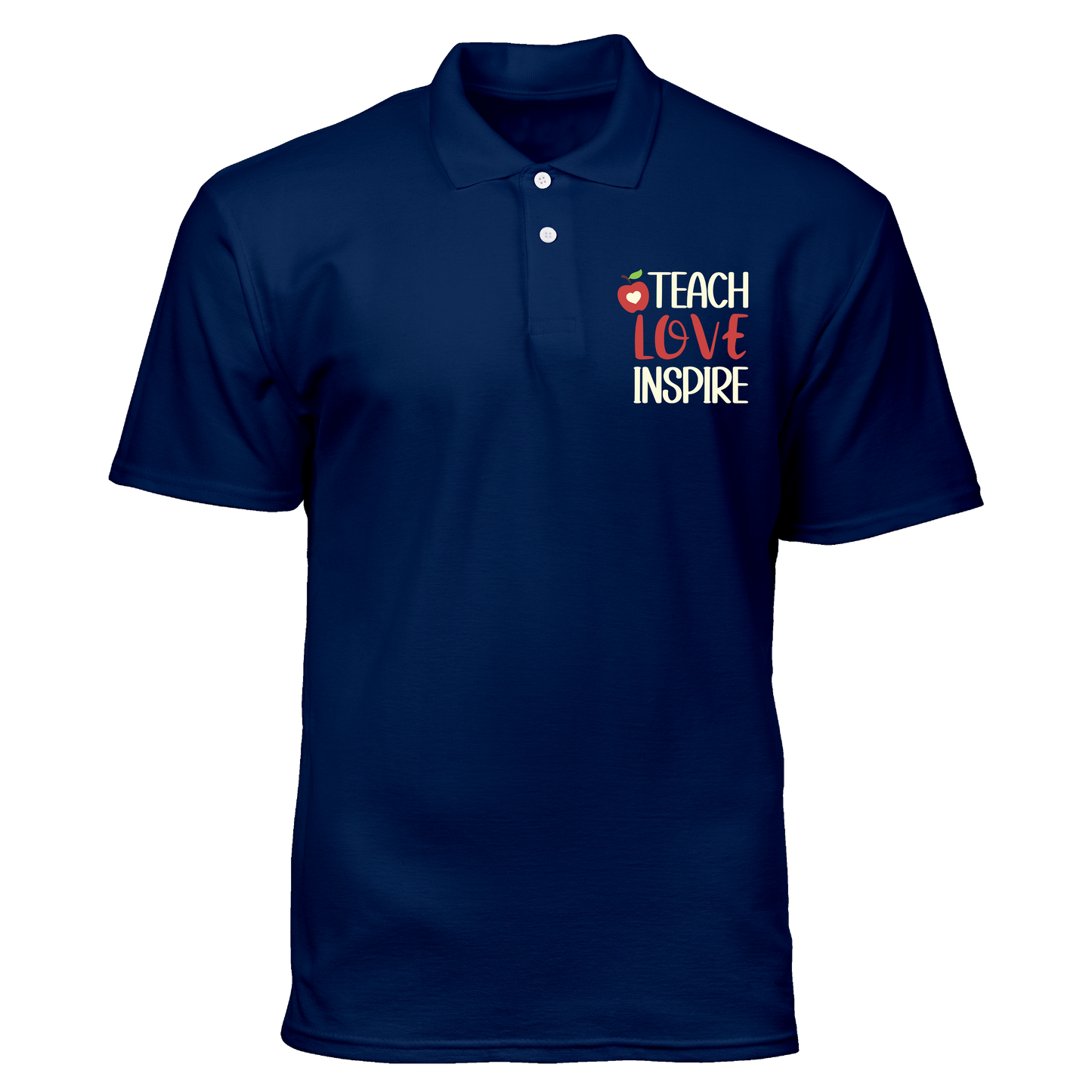 Cotton Polo Shirt: Teach Love Inspire Pocket