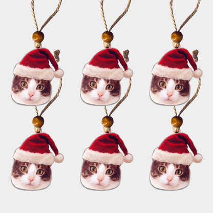 Acrylic Christmas Ornament: Santa Hat Pet