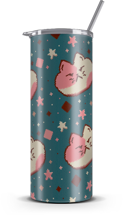 20oz. Slim Tumbler: Angry Pixel Cat
