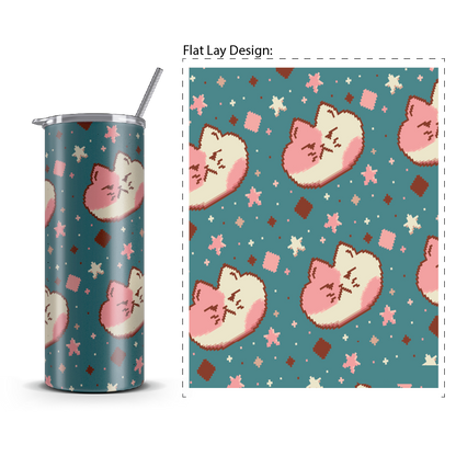20oz. Slim Tumbler: Angry Pixel Cat