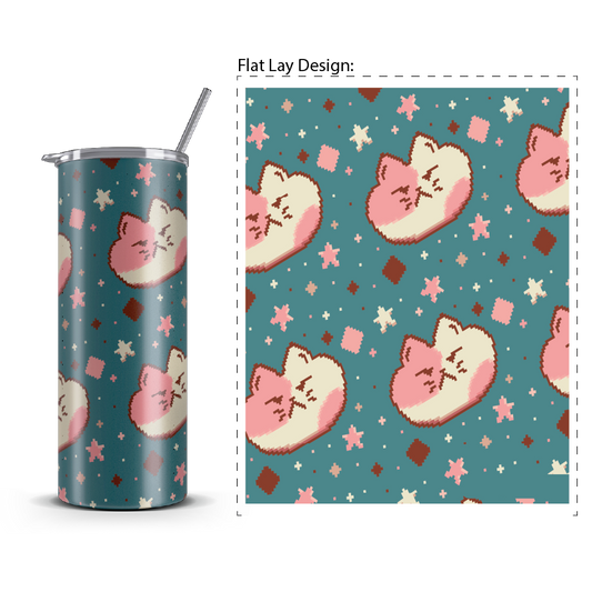 20oz. Slim Tumbler: Angry Pixel Cat