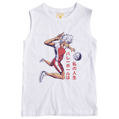 Sleeveless Drifit Shirt: Anime Girl Volleyball