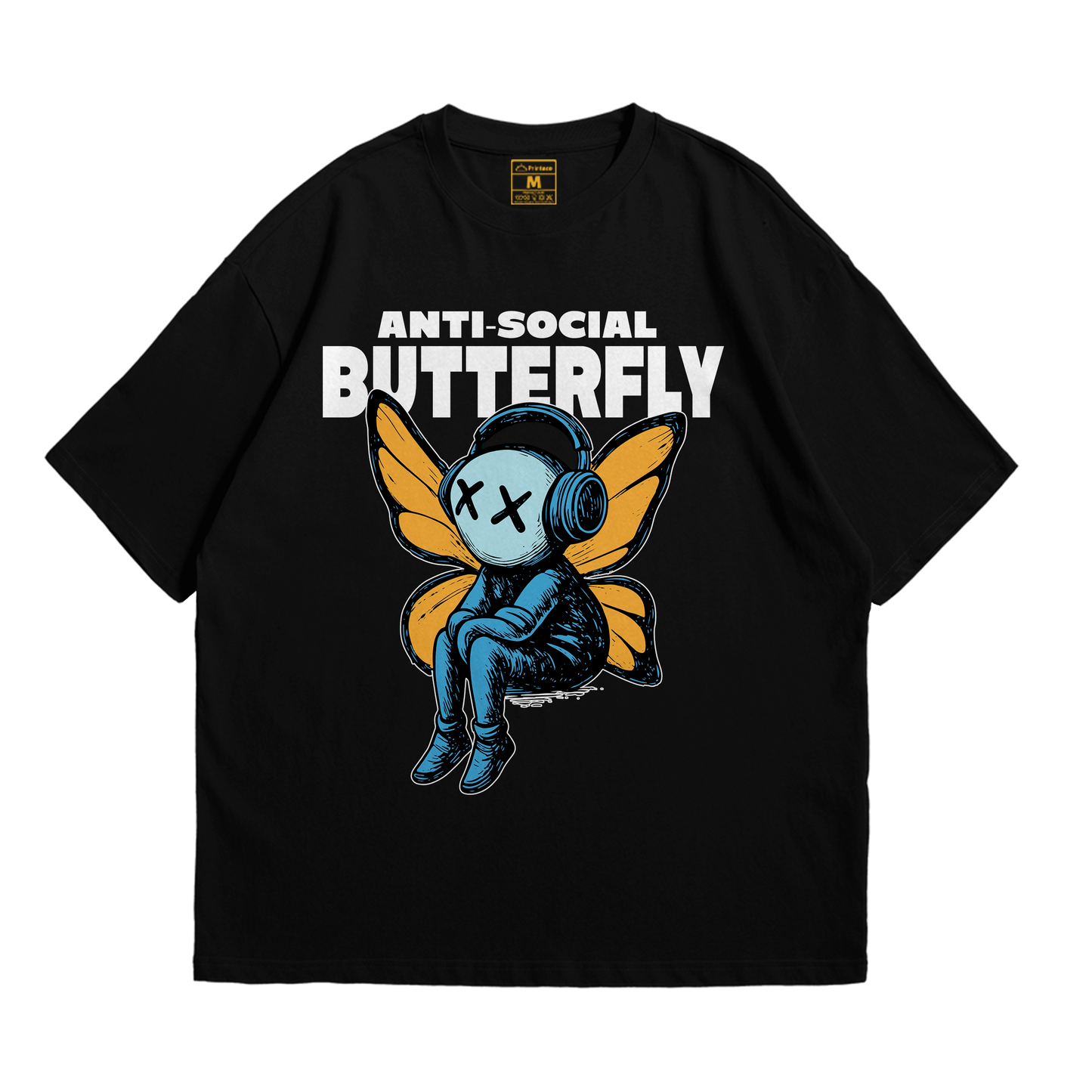 Premium Oversized Cotton Shirt: Anti Social Butterfly