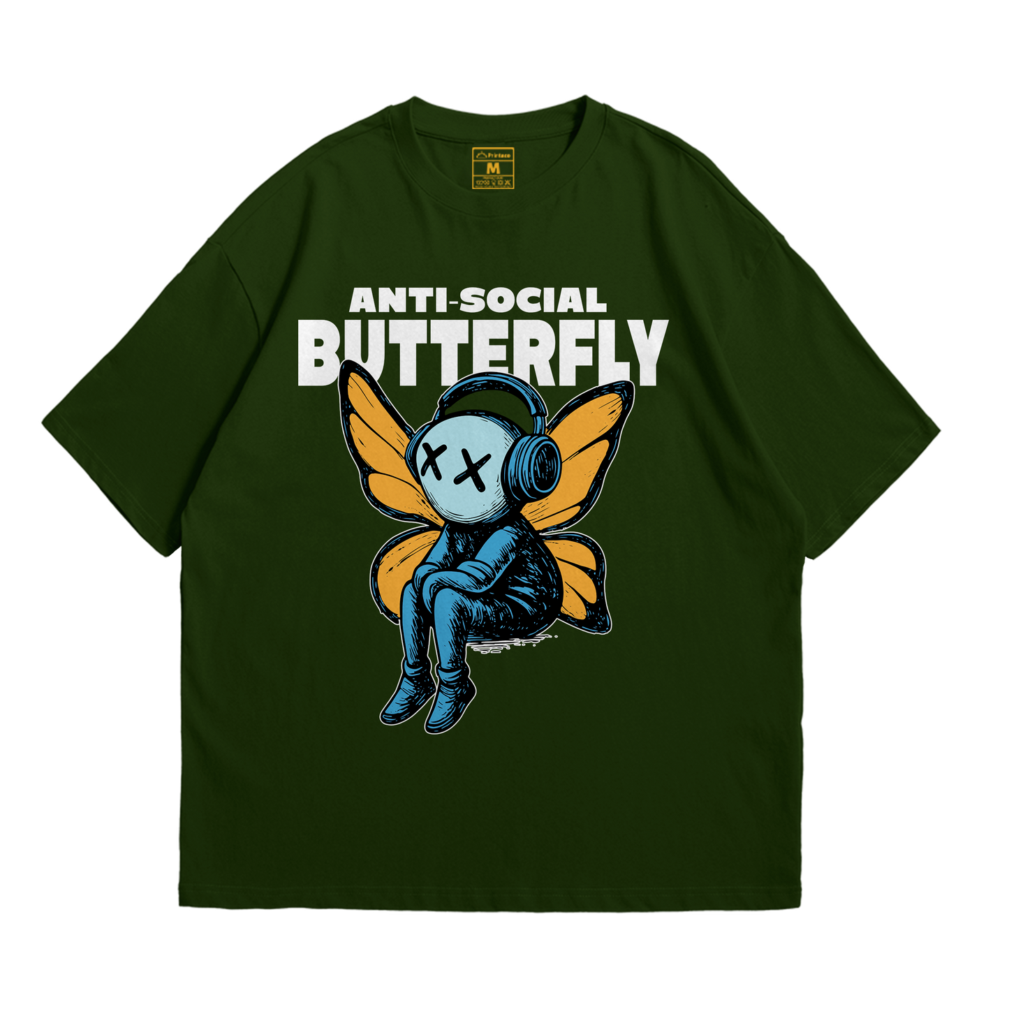 Premium Oversized Cotton Shirt: Anti Social Butterfly