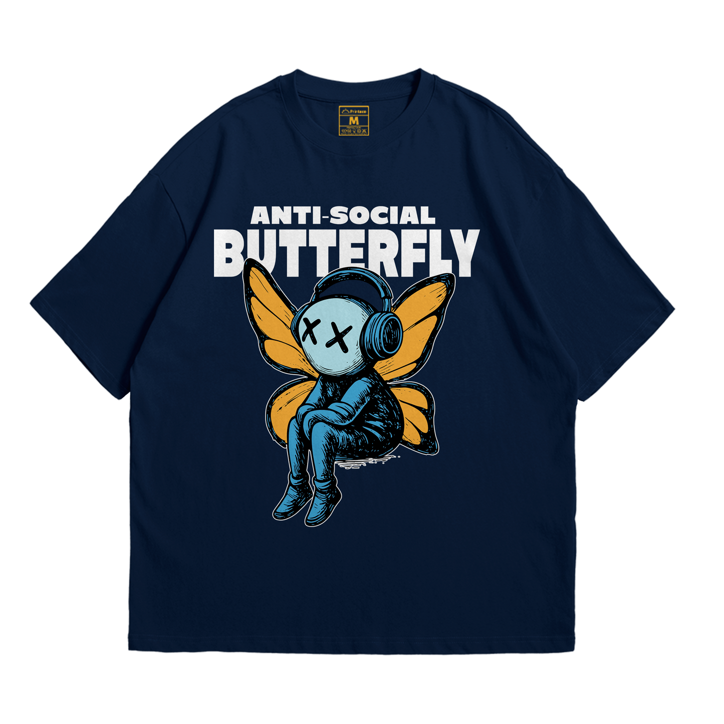 Premium Oversized Cotton Shirt: Anti Social Butterfly