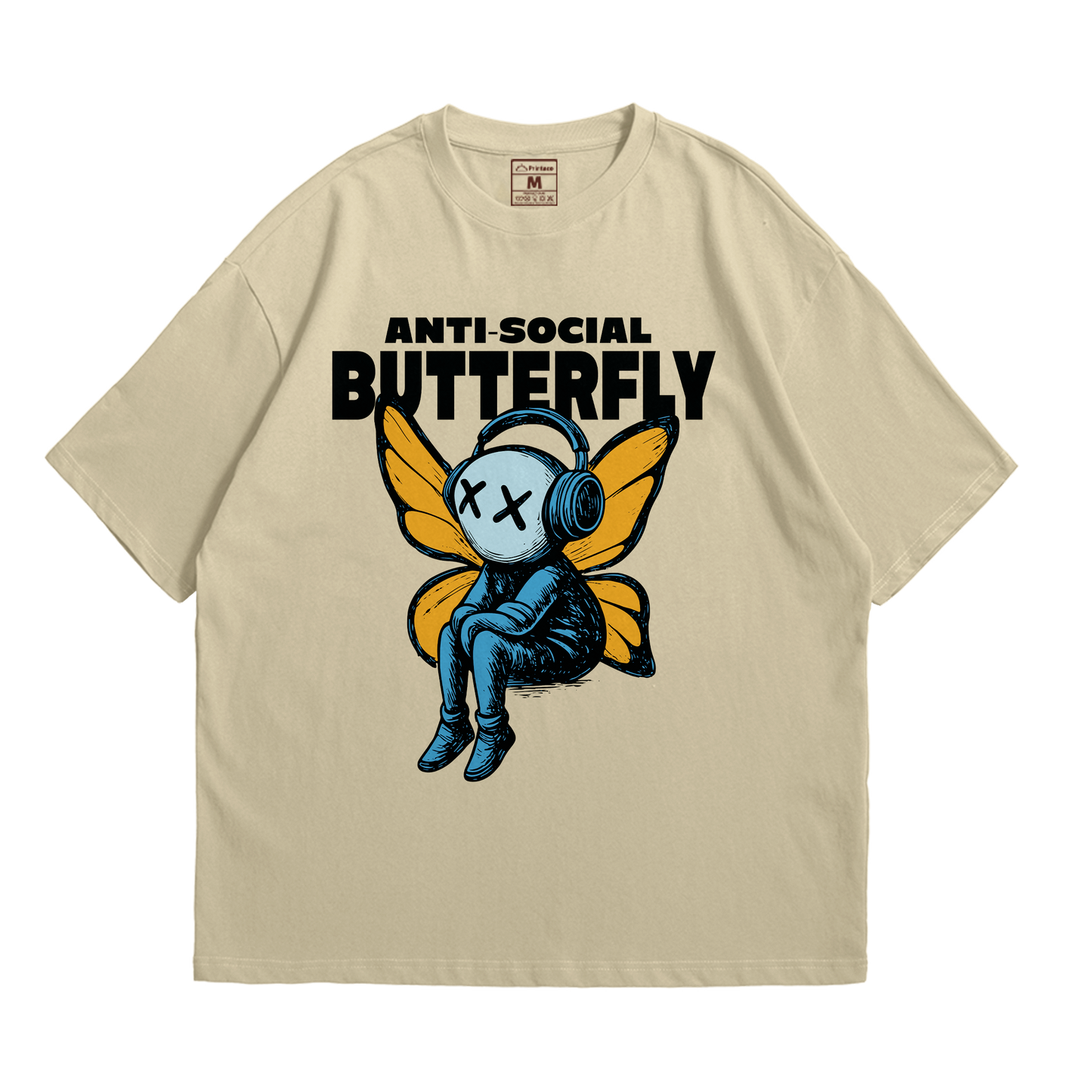 Premium Oversized Cotton Shirt: Anti Social Butterfly