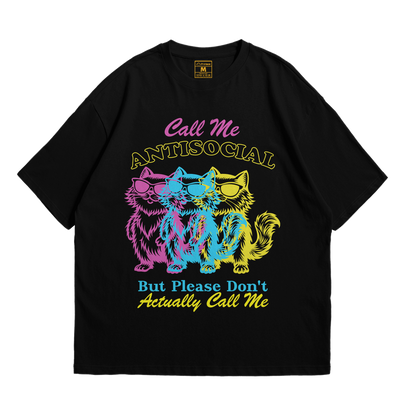 Premium Oversized Cotton Shirt: Antisocial Cat
