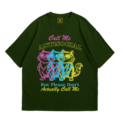 Premium Oversized Cotton Shirt: Antisocial Cat