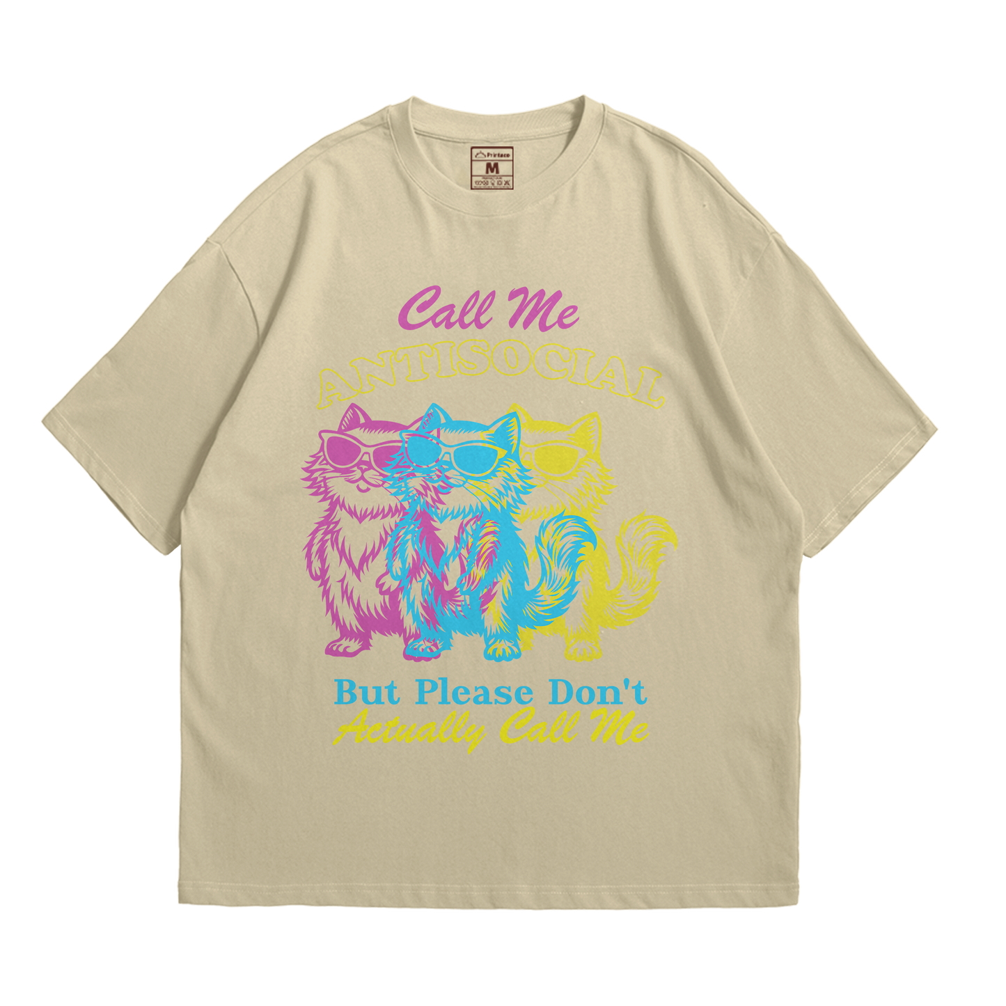 Premium Oversized Cotton Shirt: Antisocial Cat