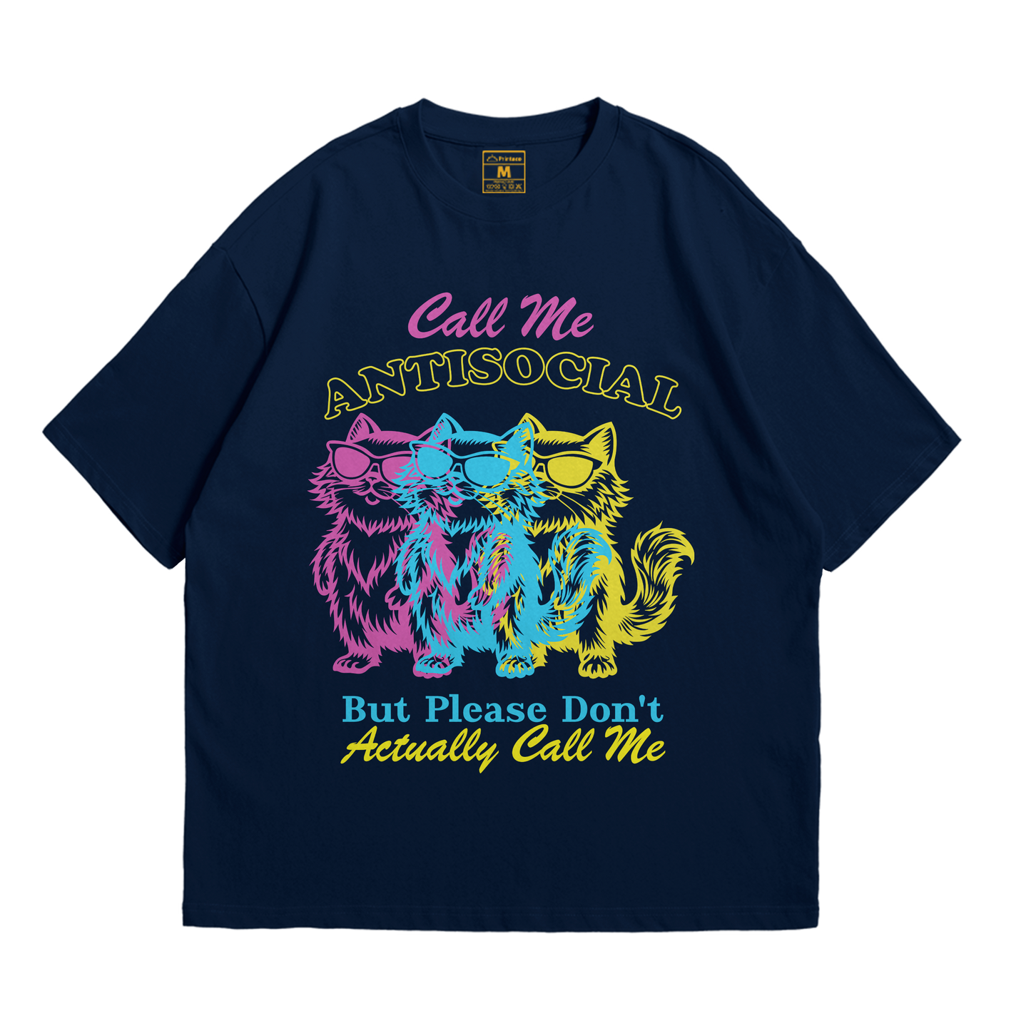 Premium Oversized Cotton Shirt: Antisocial Cat