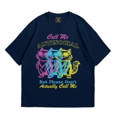 Premium Oversized Cotton Shirt: Antisocial Cat