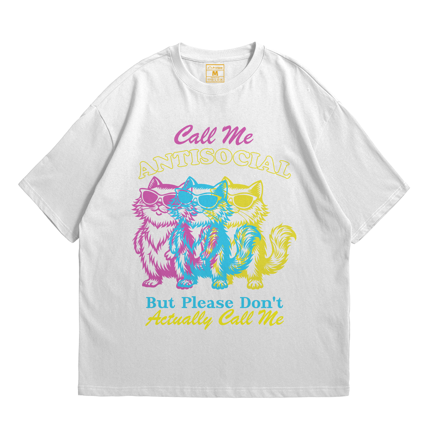 Premium Oversized Cotton Shirt: Antisocial Cat