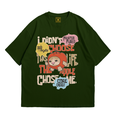 Premium Oversized Cotton Shirt: Apple Cat