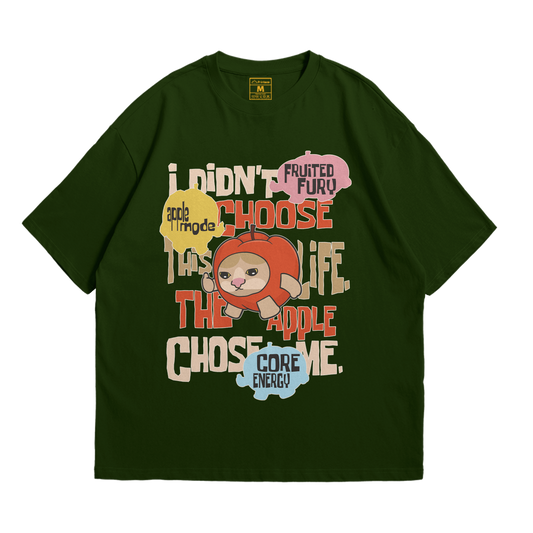 Premium Oversized Cotton Shirt: Apple Cat