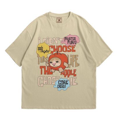 Premium Oversized Cotton Shirt: Apple Cat