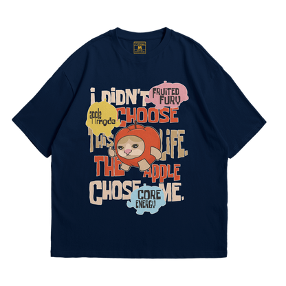 Premium Oversized Cotton Shirt: Apple Cat