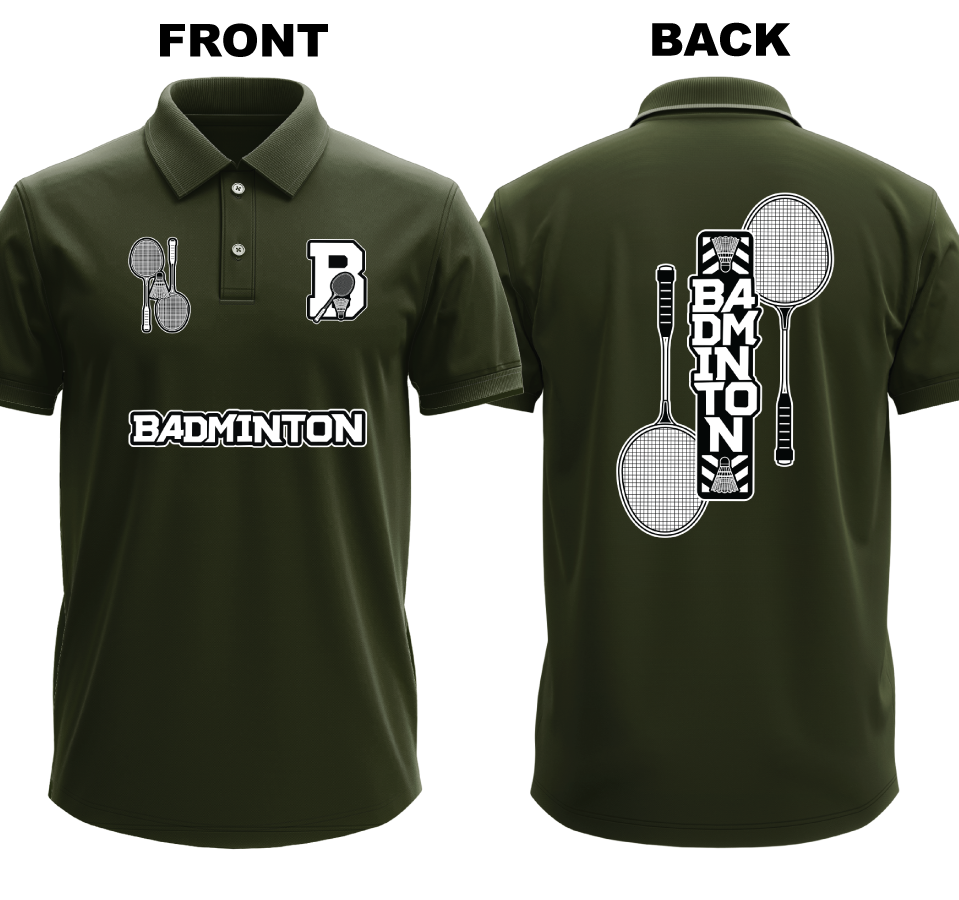 Drifit Polo Shirt: B for Badminton (Front & Back)