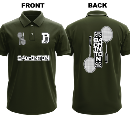 Drifit Polo Shirt: B for Badminton (Front & Back)
