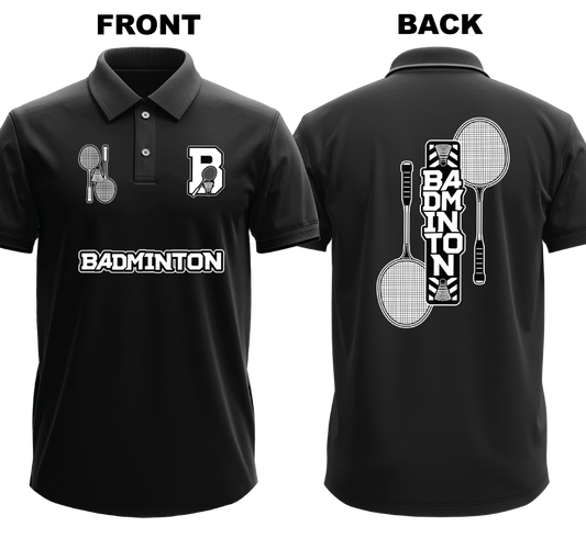 Drifit Polo Shirt: B for Badminton (Front & Back)