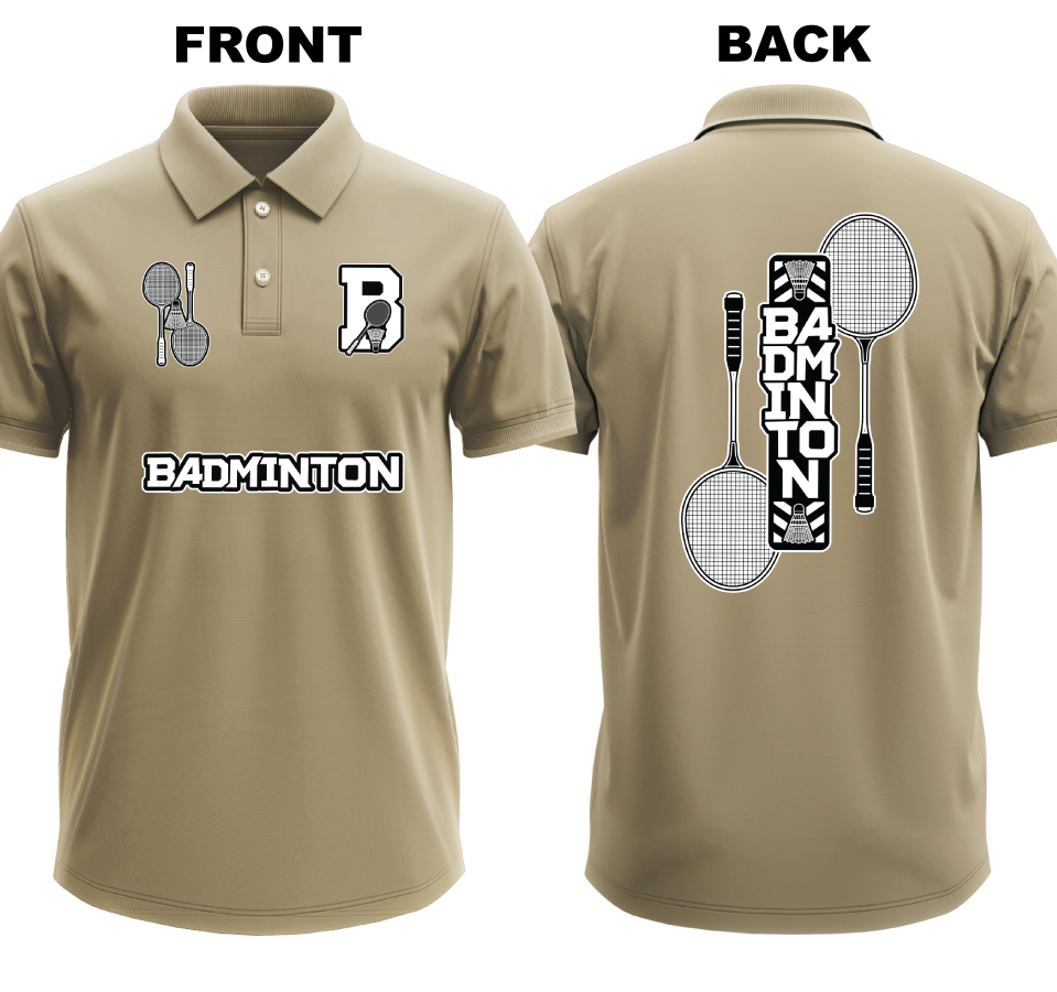 Drifit Polo Shirt: B for Badminton (Front & Back)