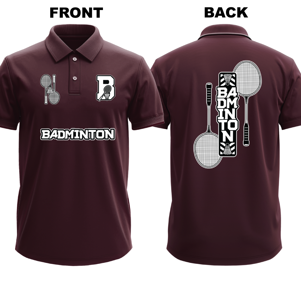 Drifit Polo Shirt: B for Badminton (Front & Back)