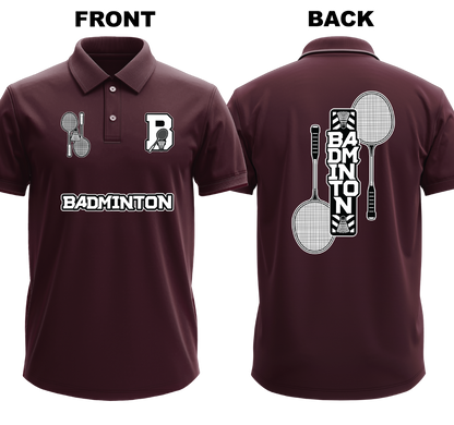Drifit Polo Shirt: B for Badminton (Front & Back)