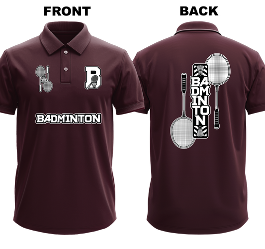 Drifit Polo Shirt: B for Badminton (Front & Back)