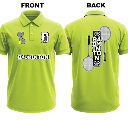 Drifit Polo Shirt: B for Badminton (Front & Back)